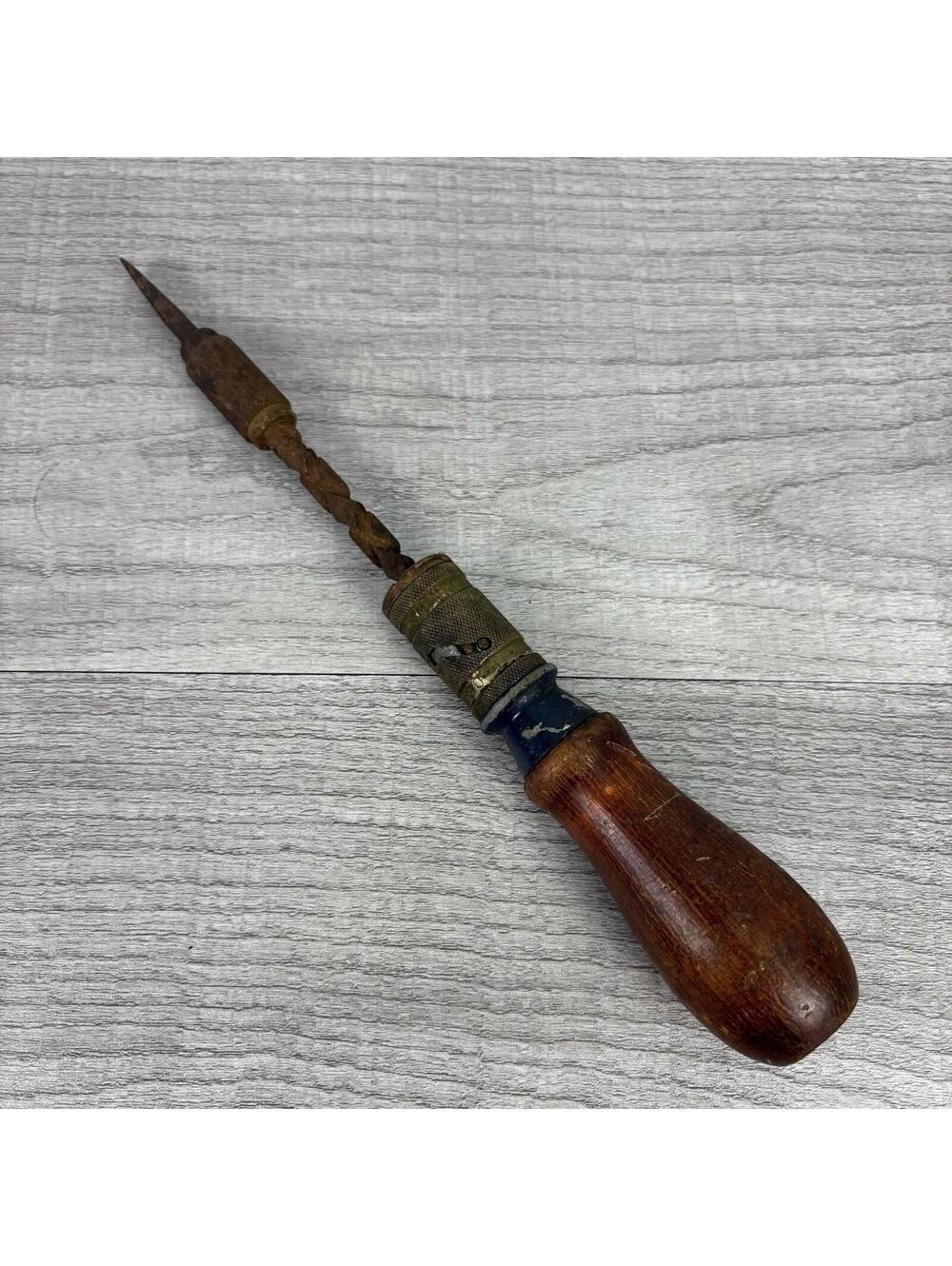 Vintage Craftsman Spiral Ratchet Push Drill / Hand Drill - Wooden Handle